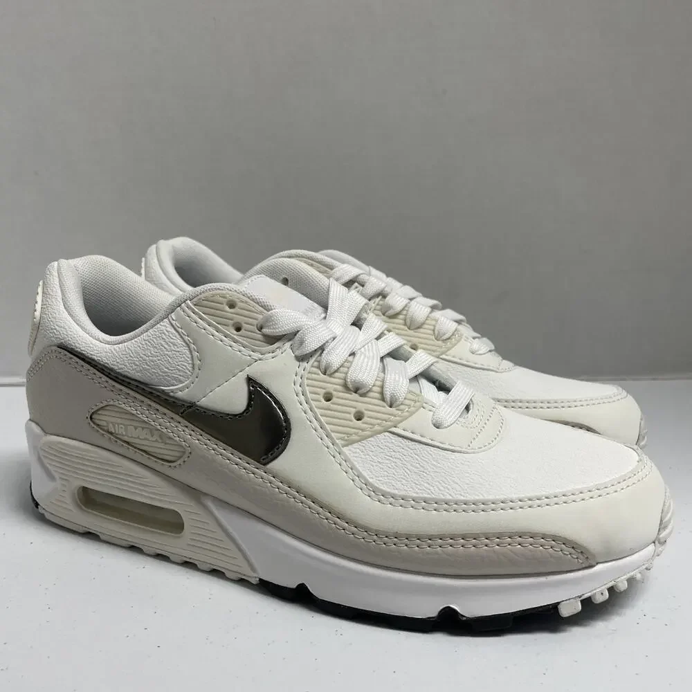 Nike Air Max 90 White Flat Pewter HM8128 101 Size 8 Women White Grey Leather